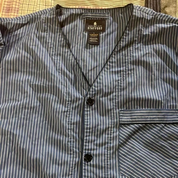 Stafford 2 piece pajama set short and shorts L sleepwear cotton blend - Picture 5 of 7